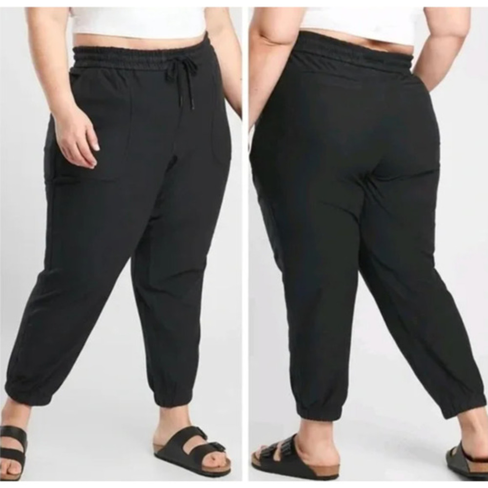 Athleta Farallon Jogger Black Plus Sz 26 NWT$98 UPF Breathable Drawstring Pocket